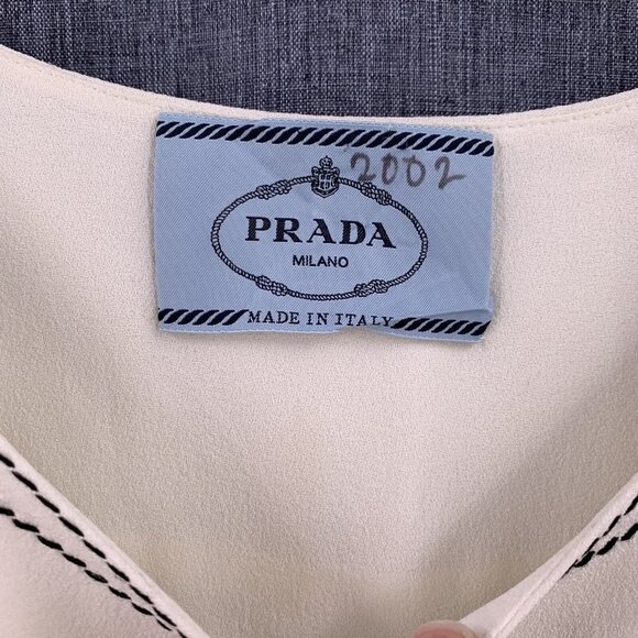 Authentic Prada Off-White Smocked Waist Crepe Dress Size Small - Picture 5 of 9